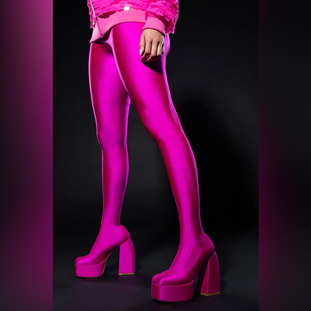 AZALA WANG HEYHEY PLATFORM CHUNKY PANT BOOT IN PINK - Picture 2 of 14